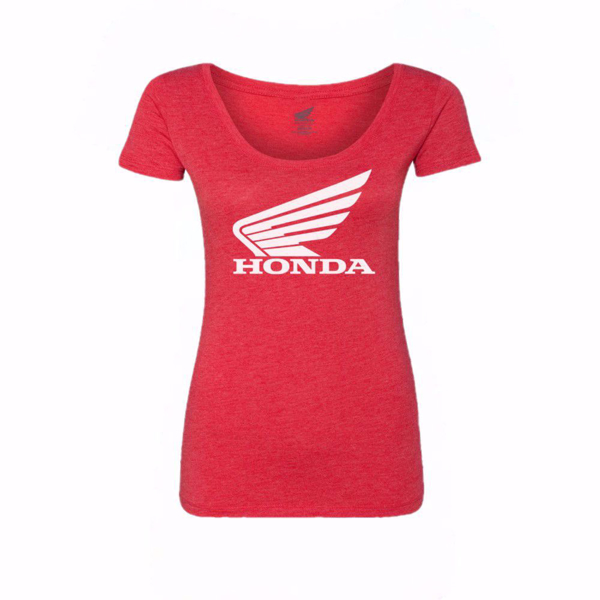 Ladies Honda Wing Tee - Red on white background