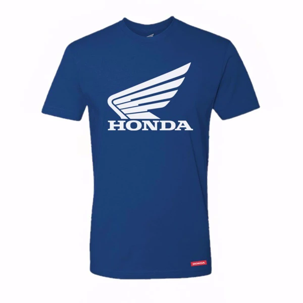 Honda Wing Tee - Blue on white background