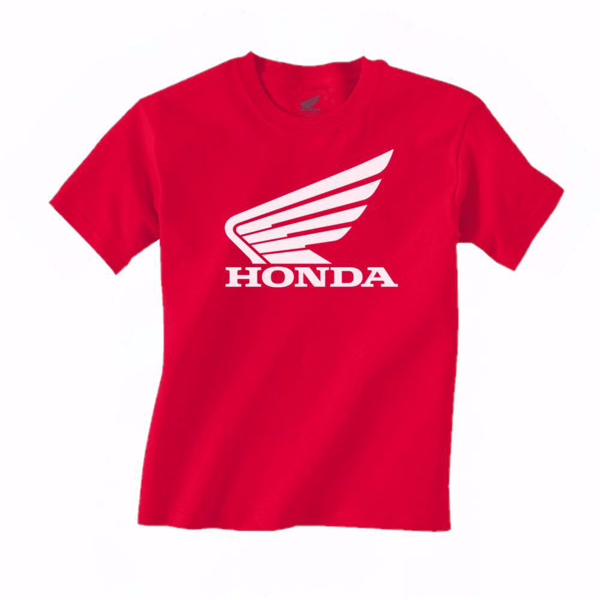 Youth Honda Wing Tee - Red on a white background