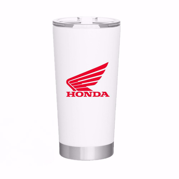 Ride Red 20oz White Tumbler side 1 on white background